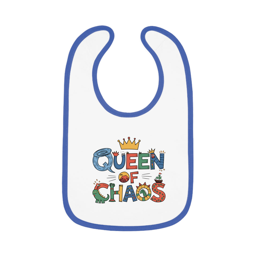 "Queen of chaos" Baby Contrast Trim Jersey Bib