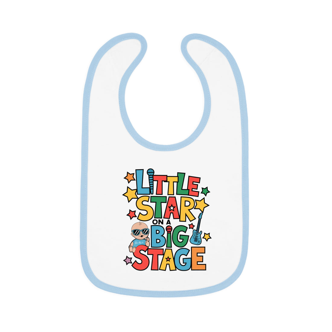 "Little star on a big stage" Baby Contrast Trim Jersey Bib