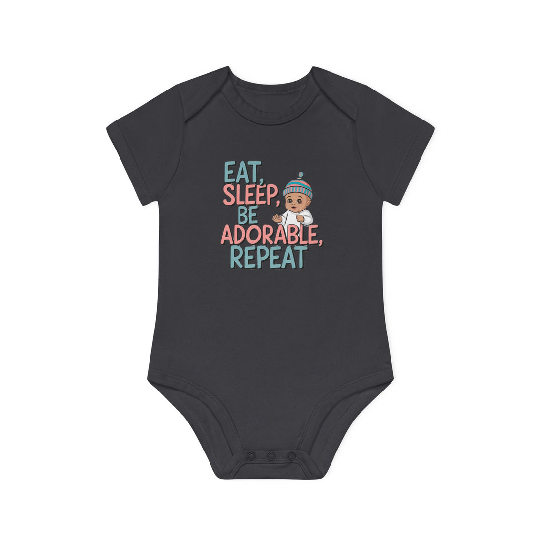 "Eat, sleep, be adorable, repeat" Baby Organic Short Sleeve Bodysuit