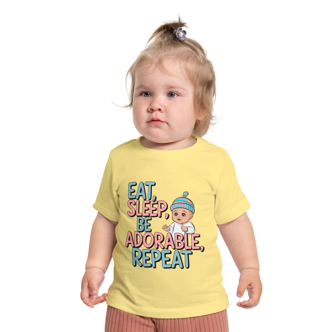 "Eat, sleep, be adorable, repeat" Baby Short Sleeve T-Shirt