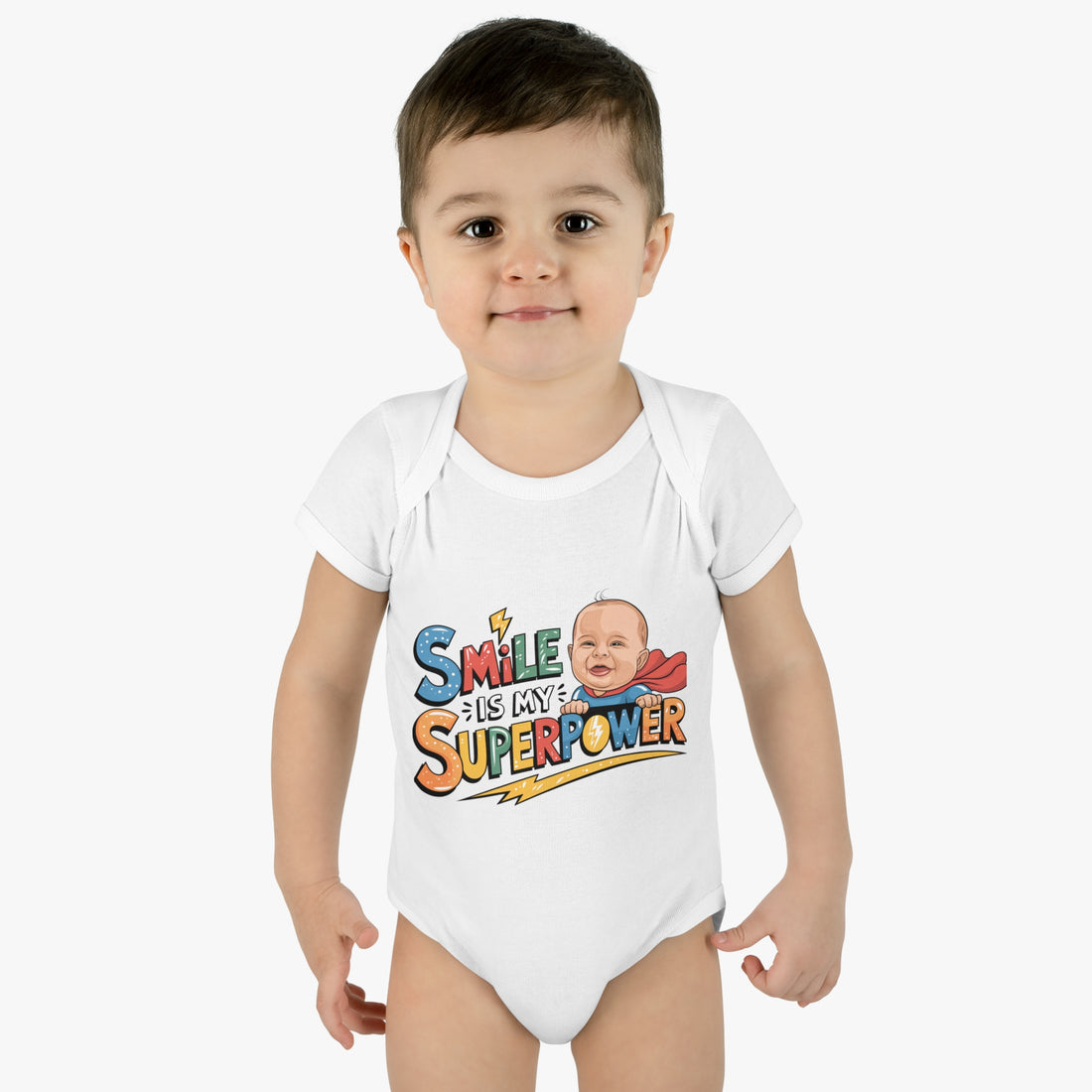 "Smile is my Superpower" Infant Baby Rib Bodysuit