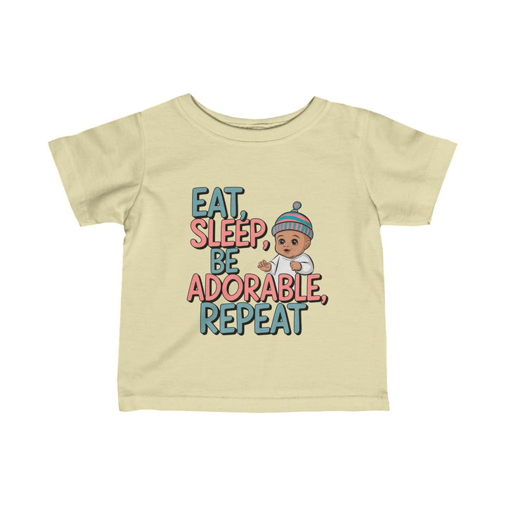 "Eat, sleep, be adorable, repeat" Infant Fine Jersey Tee