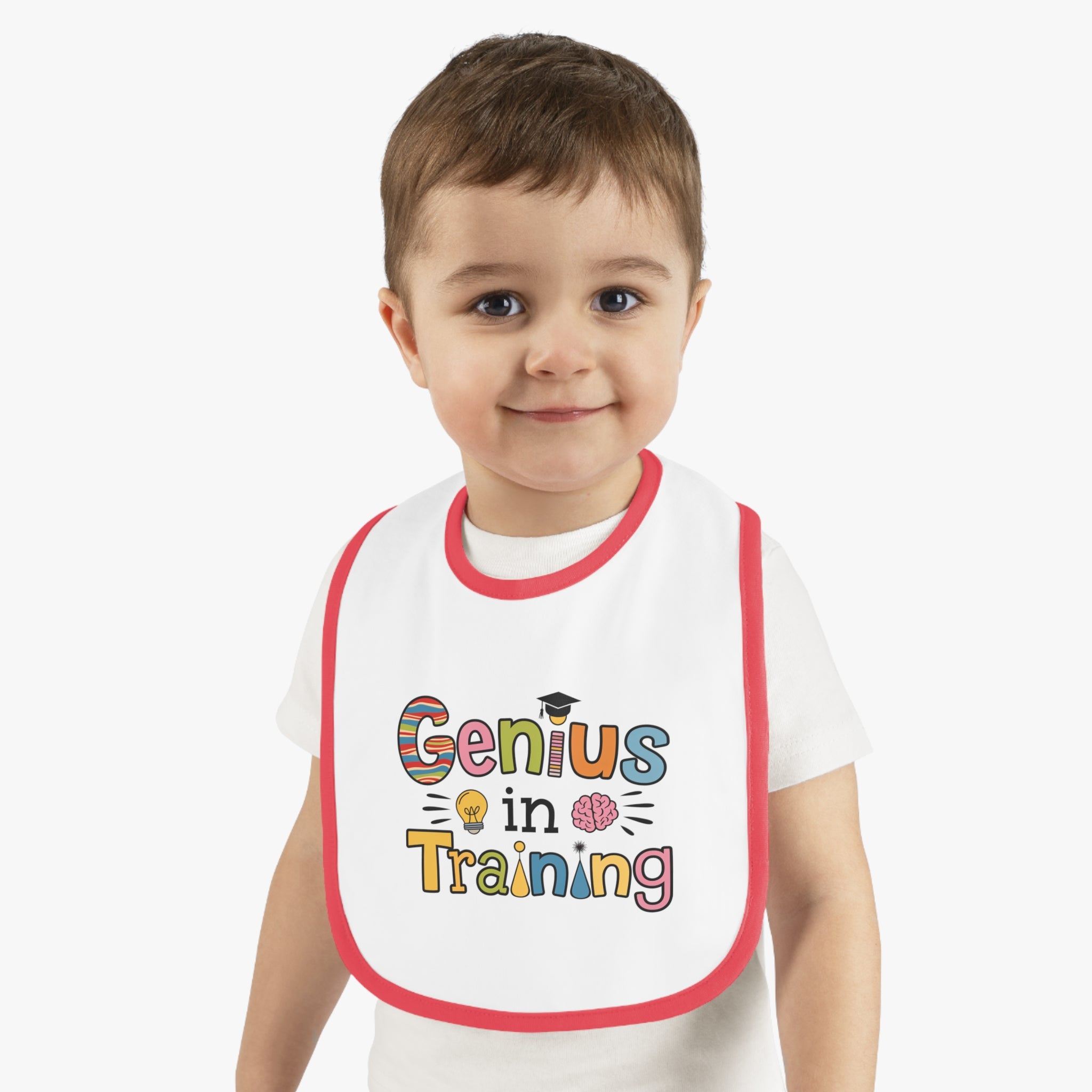 "Genius in training" Baby Contrast Trim Jersey Bib