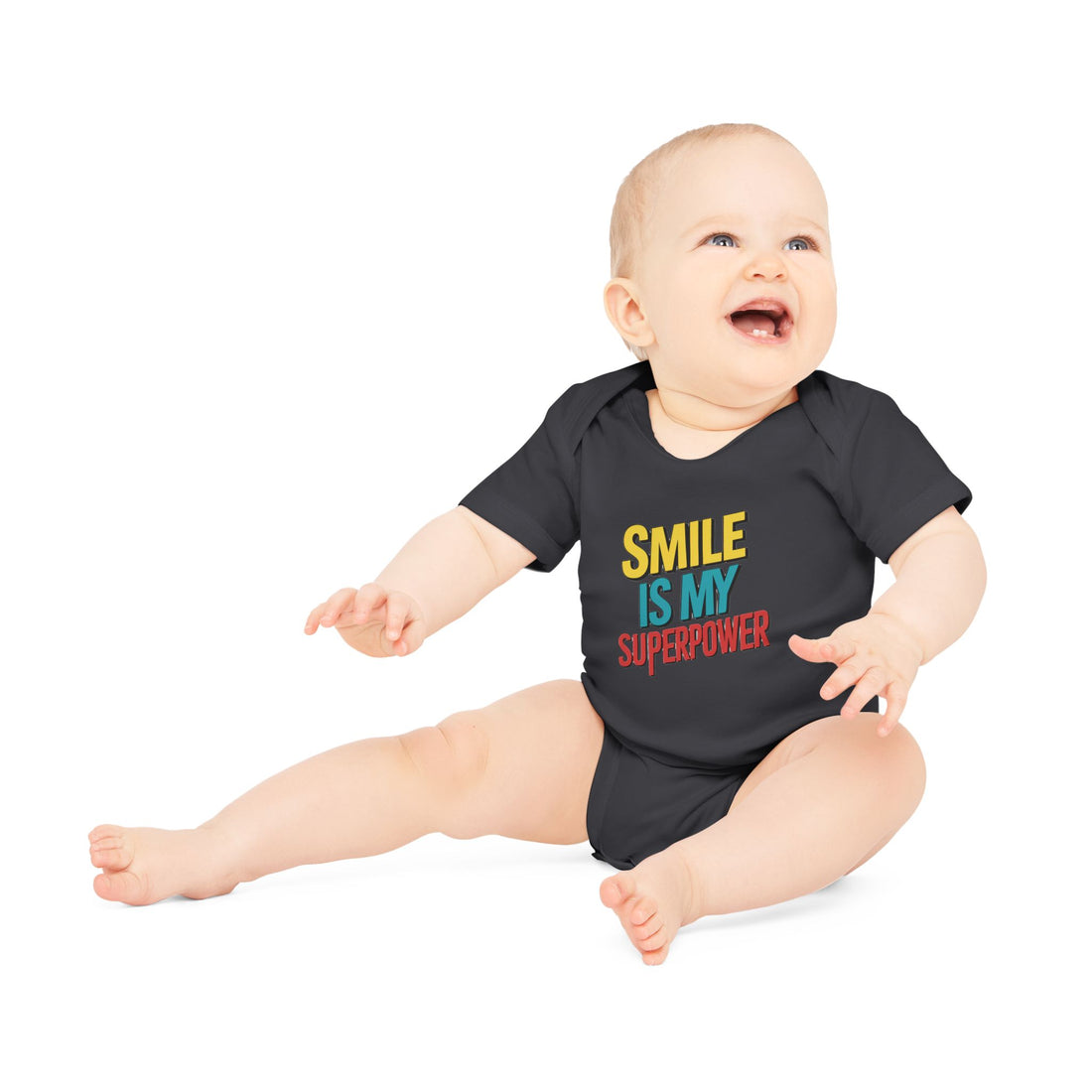 "Smile is my superpower" Baby Organic Short Sleeve Bodysuit