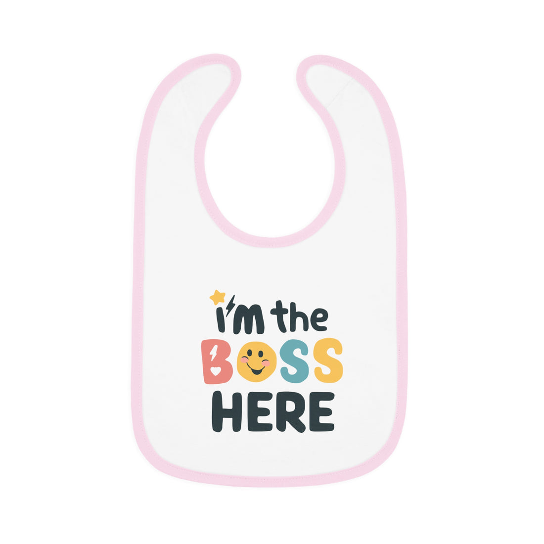 "I'm the boss here" Baby Contrast Trim Jersey Bib