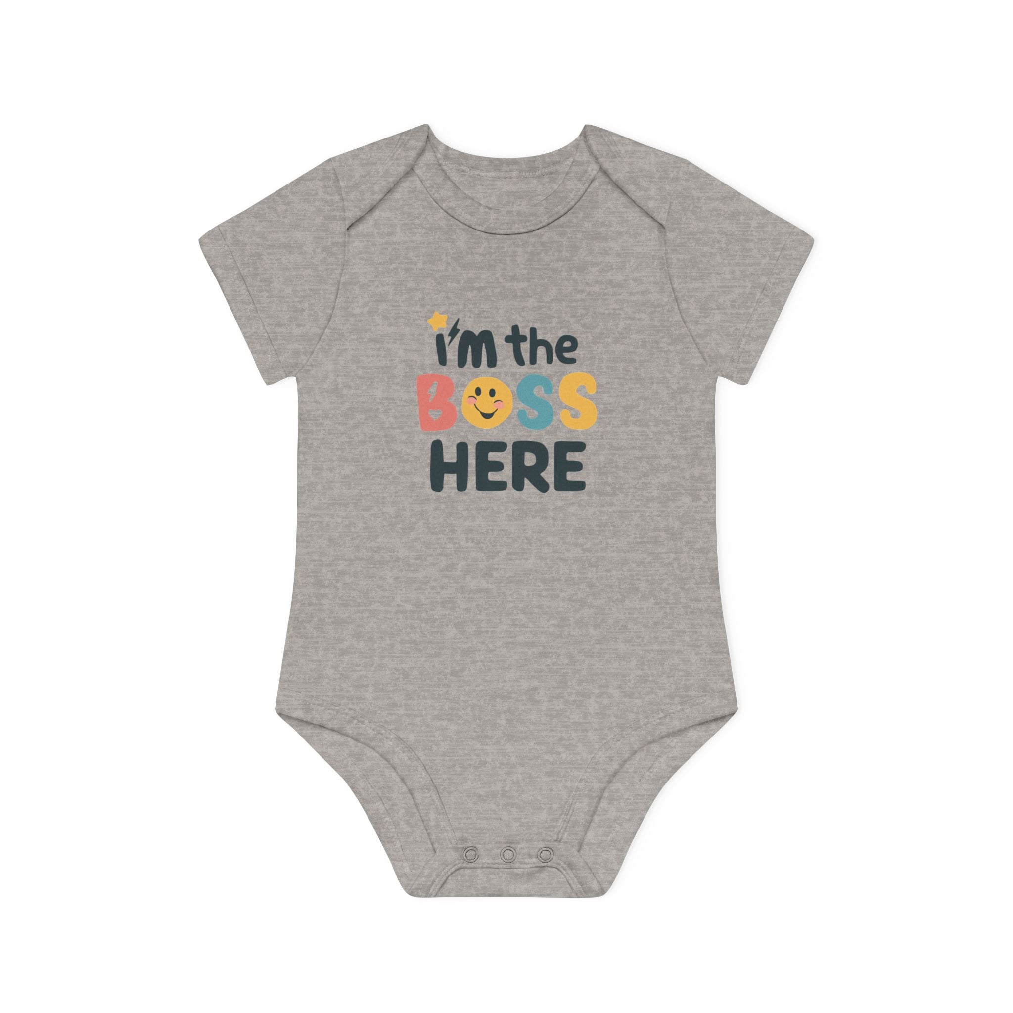 "I'm the boss here" Baby Organic Short Sleeve Bodysuit