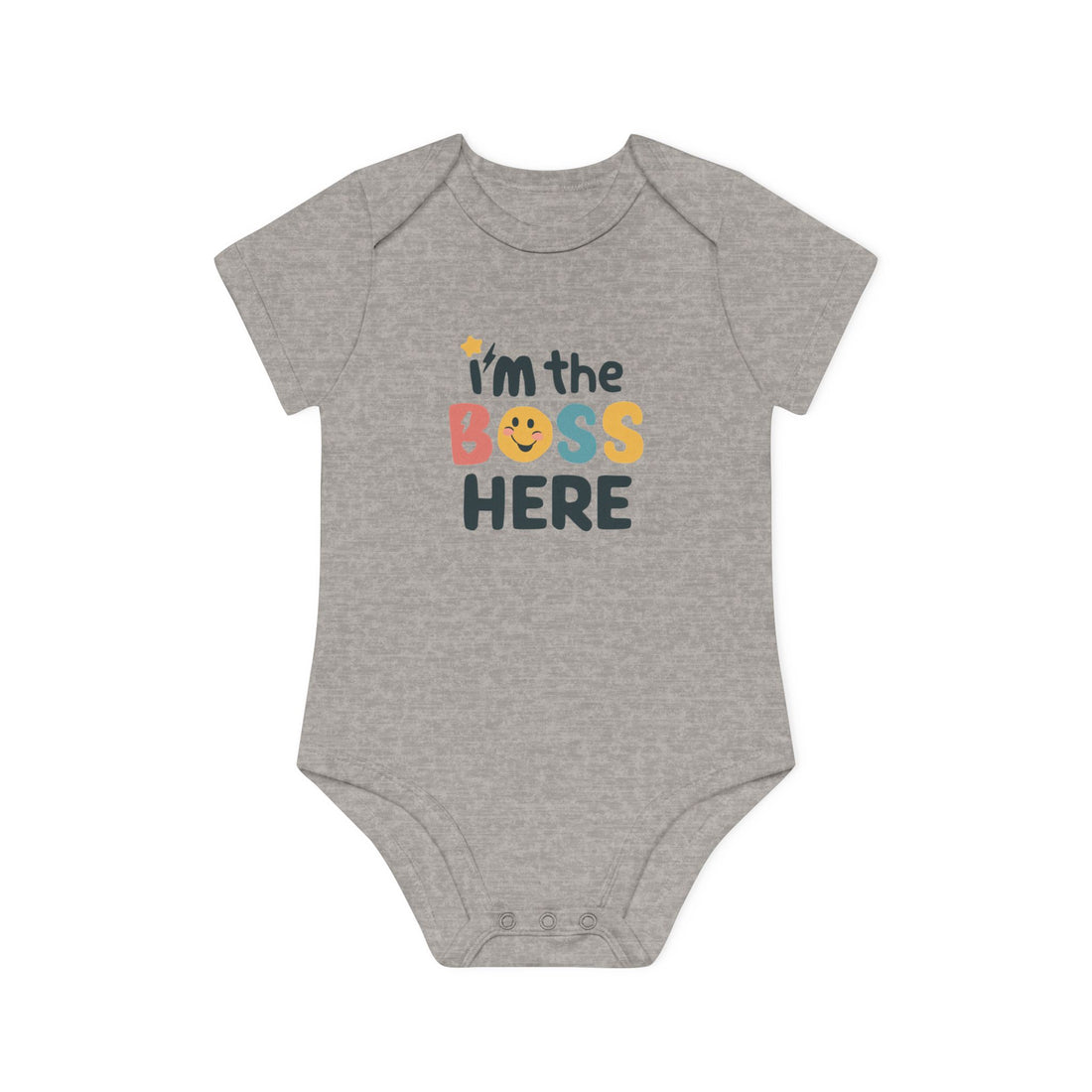 "I'm the boss here" Baby Organic Short Sleeve Bodysuit