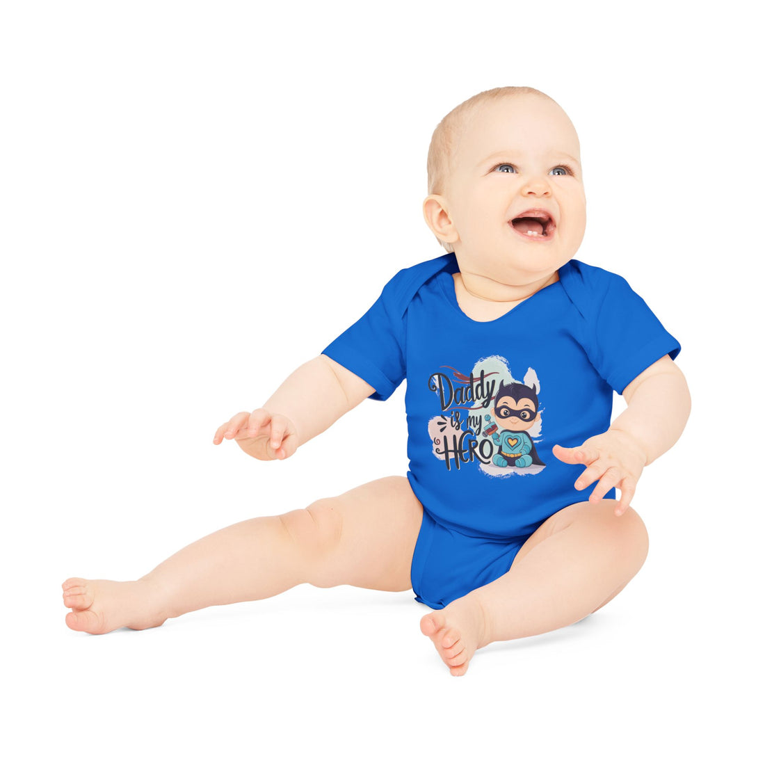 "Daddy is my hero" Baby Organic Short Sleeve Bodysuit