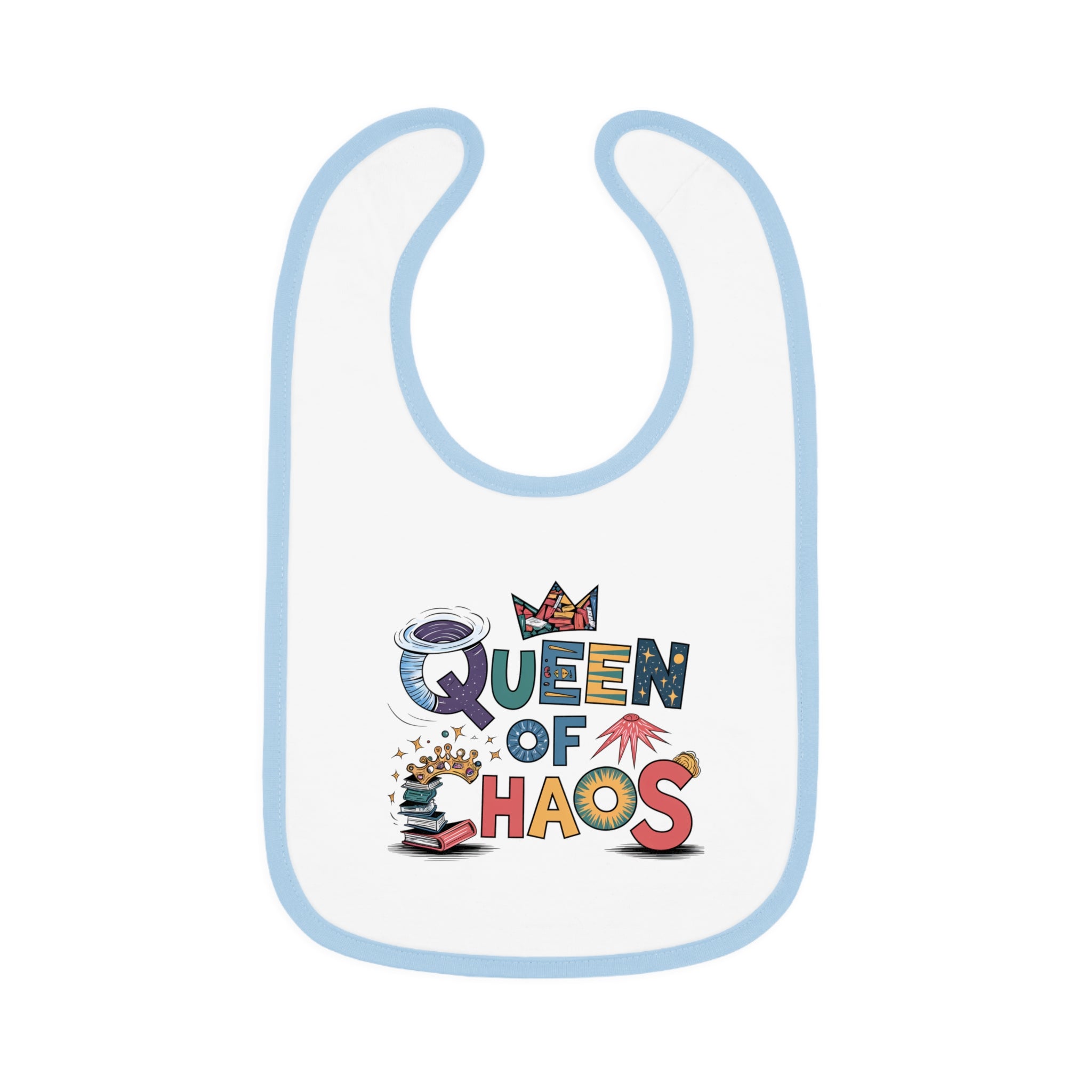 "Queen of chaos" Baby Contrast Trim Jersey Bib