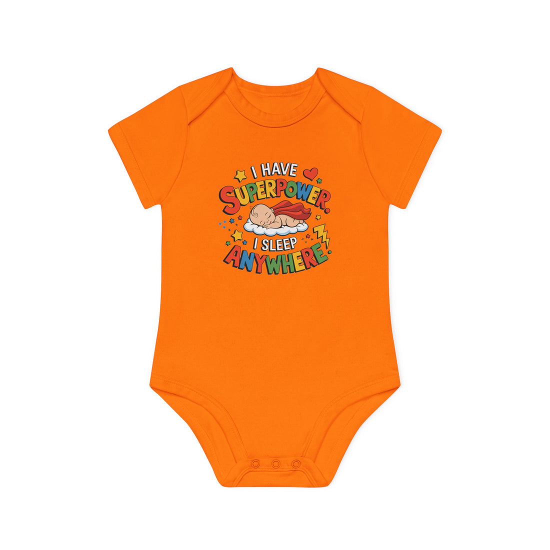 "I have superpower I sleep anywhere" Baby Organic Short Sleeve Bodysuit