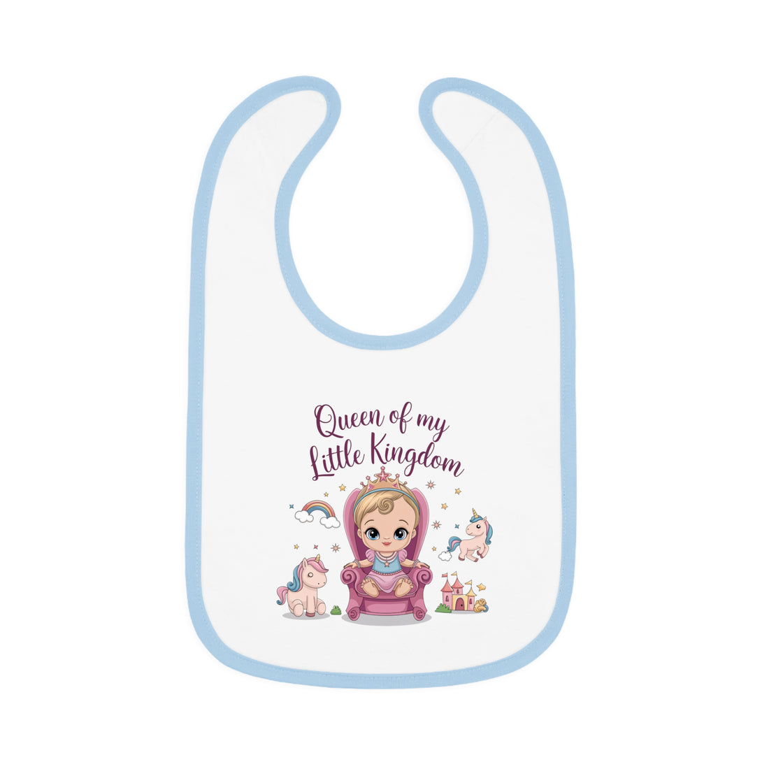 "Queen of my little kingdom" Baby Contrast Trim Jersey Bib