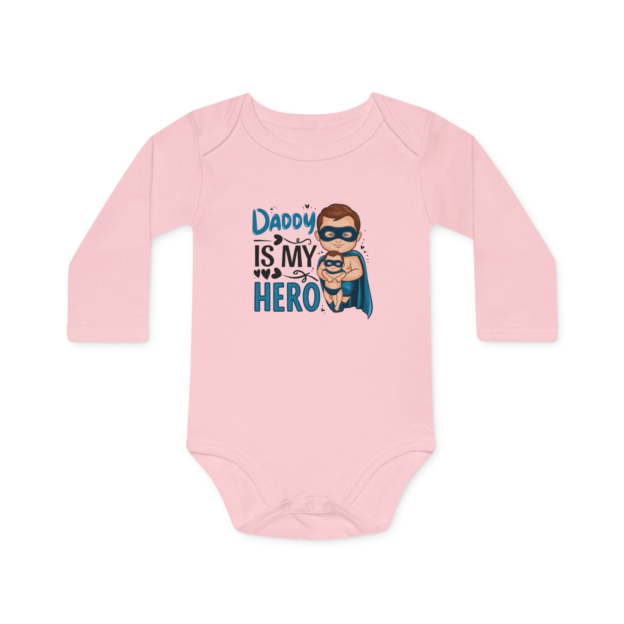 "Daddy is my hero" Baby Long-Sleeve Organic Bodysuit