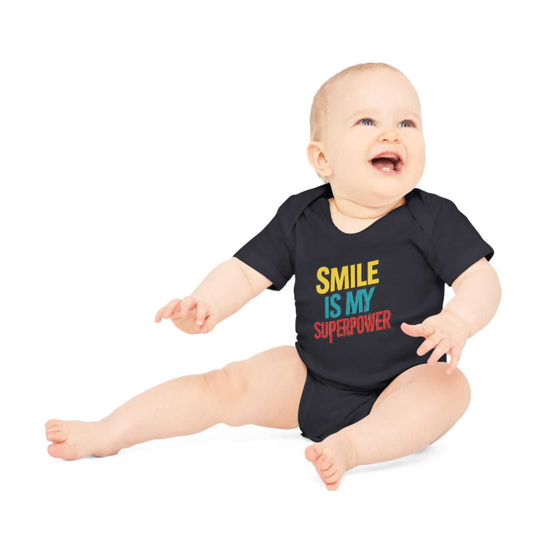 "Smile is my superpower" Baby Organic Short Sleeve Bodysuit