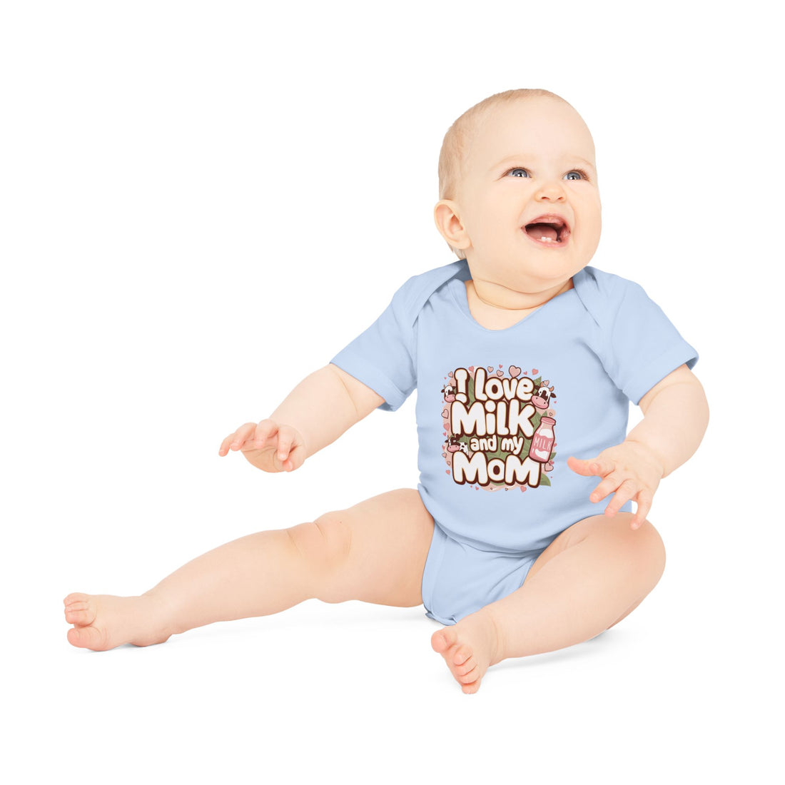 "I love milk and my mom" Baby Organic Short Sleeve Bodysuit