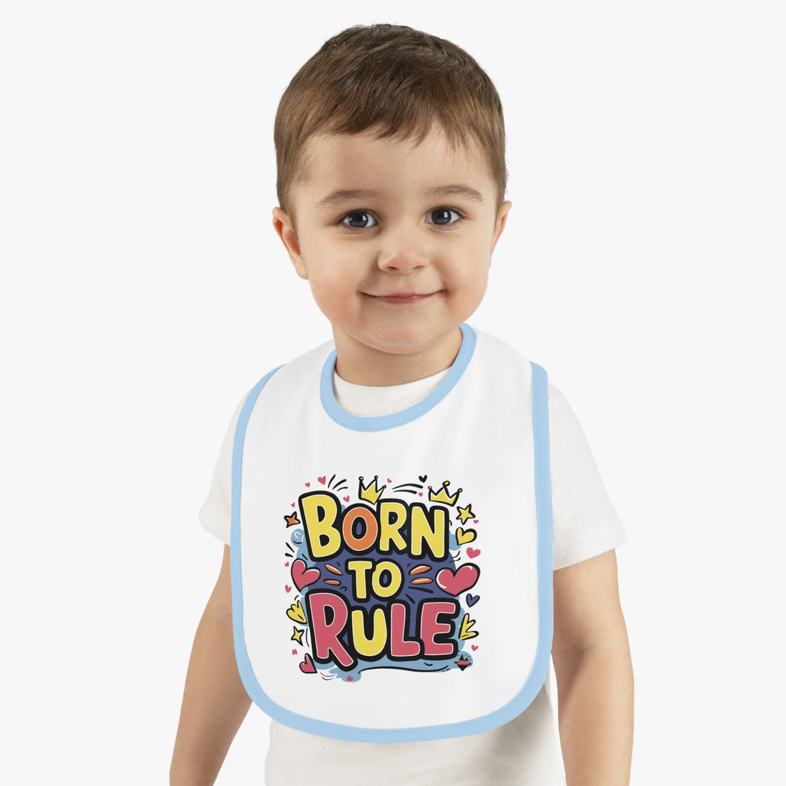 "Born to rule" Baby Contrast Trim Jersey Bib