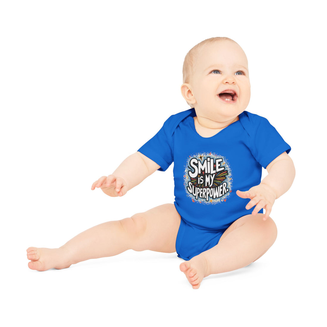 "Smile is my superpower" Baby Organic Short Sleeve Bodysuit