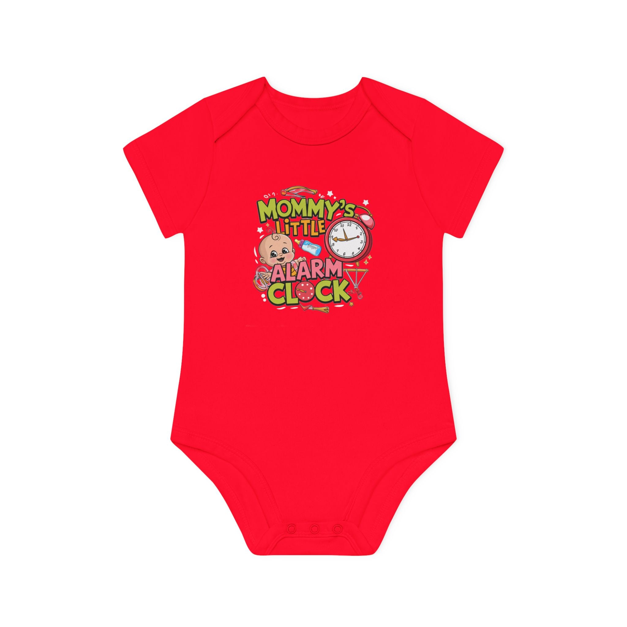 "Mommy's little alarm clock" Baby Organic Short Sleeve Bodysuit