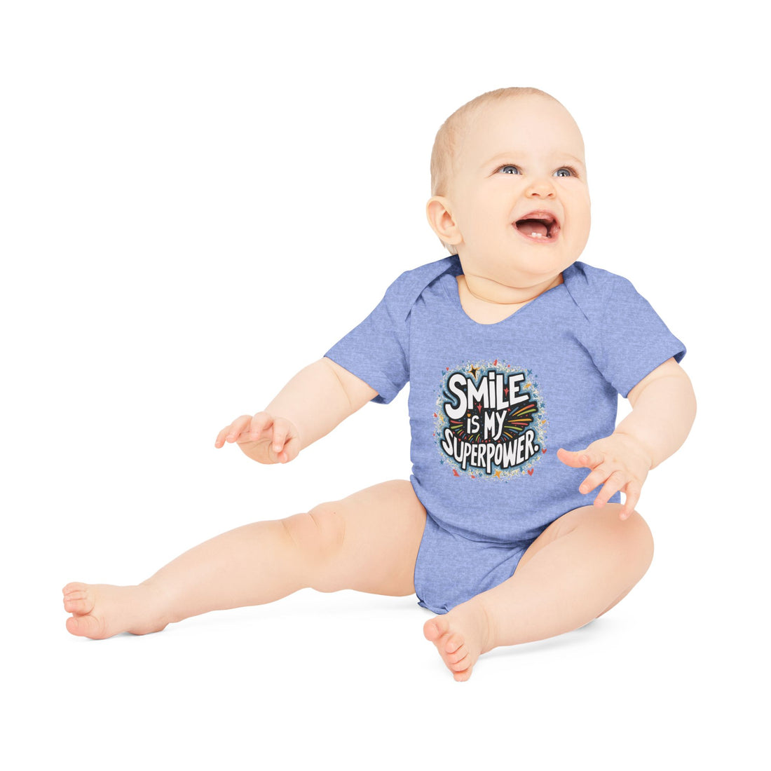 "Smile is my superpower" Baby Organic Short Sleeve Bodysuit