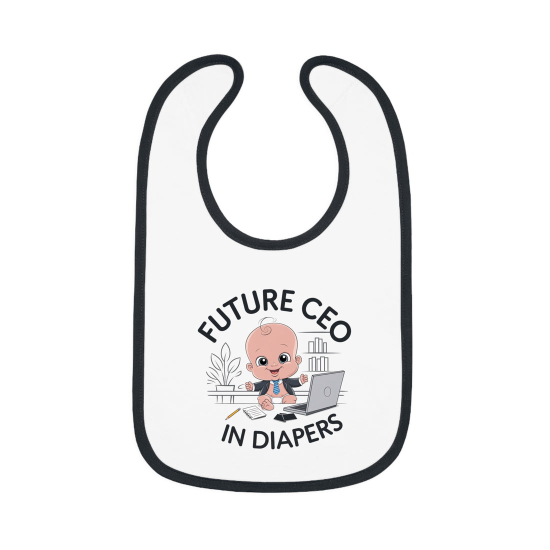 "Future CEO in diapers" Baby Contrast Trim Jersey Bib