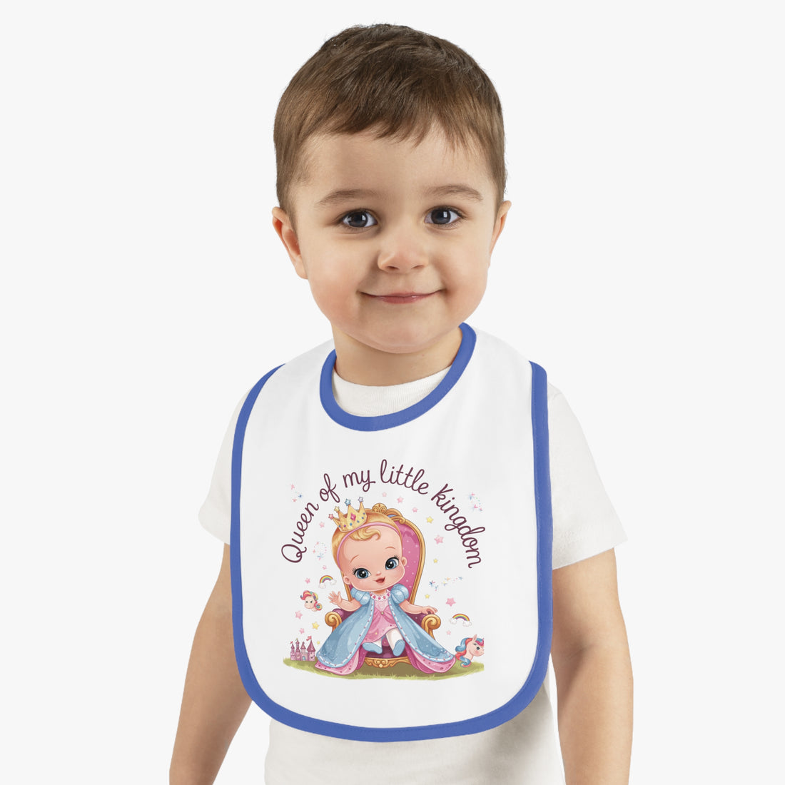 "Queen of my little kingdom" Baby Contrast Trim Jersey Bib