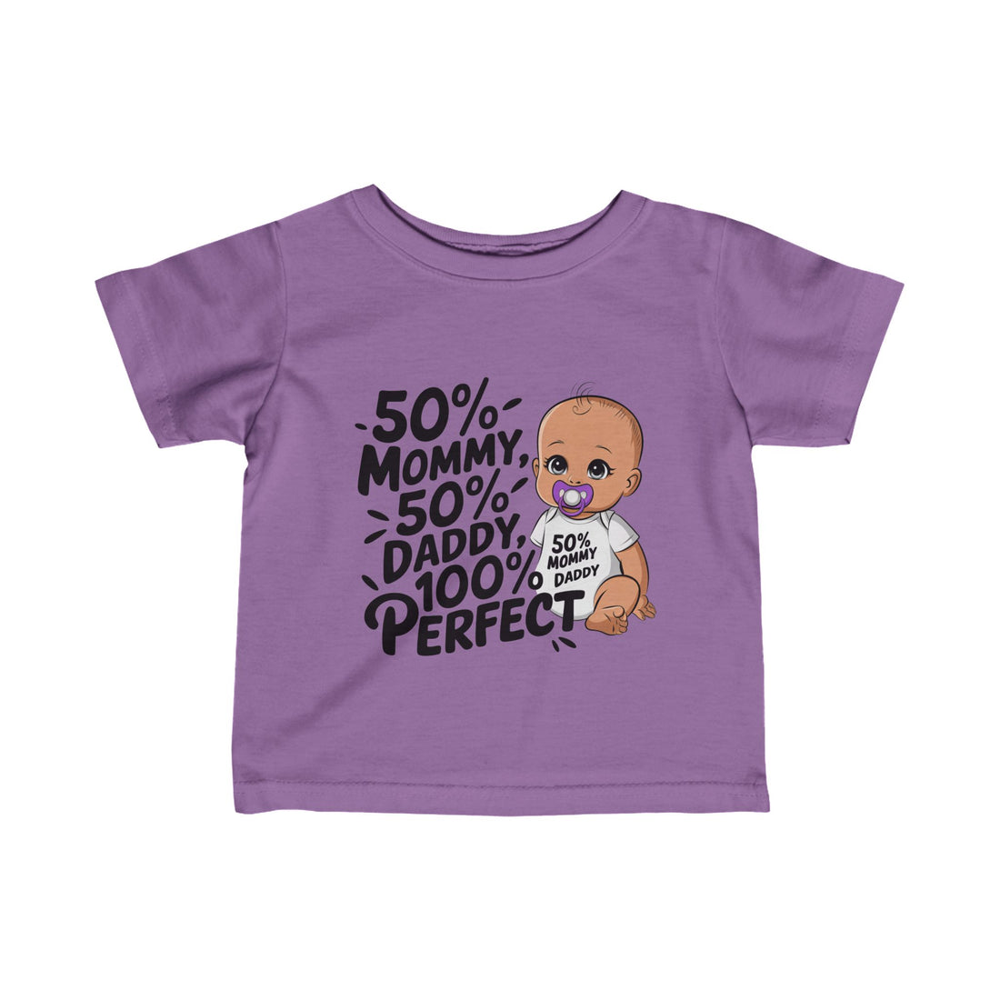 "50% mommy 50% daddy 100% perfect" Infant Fine Jersey Tee