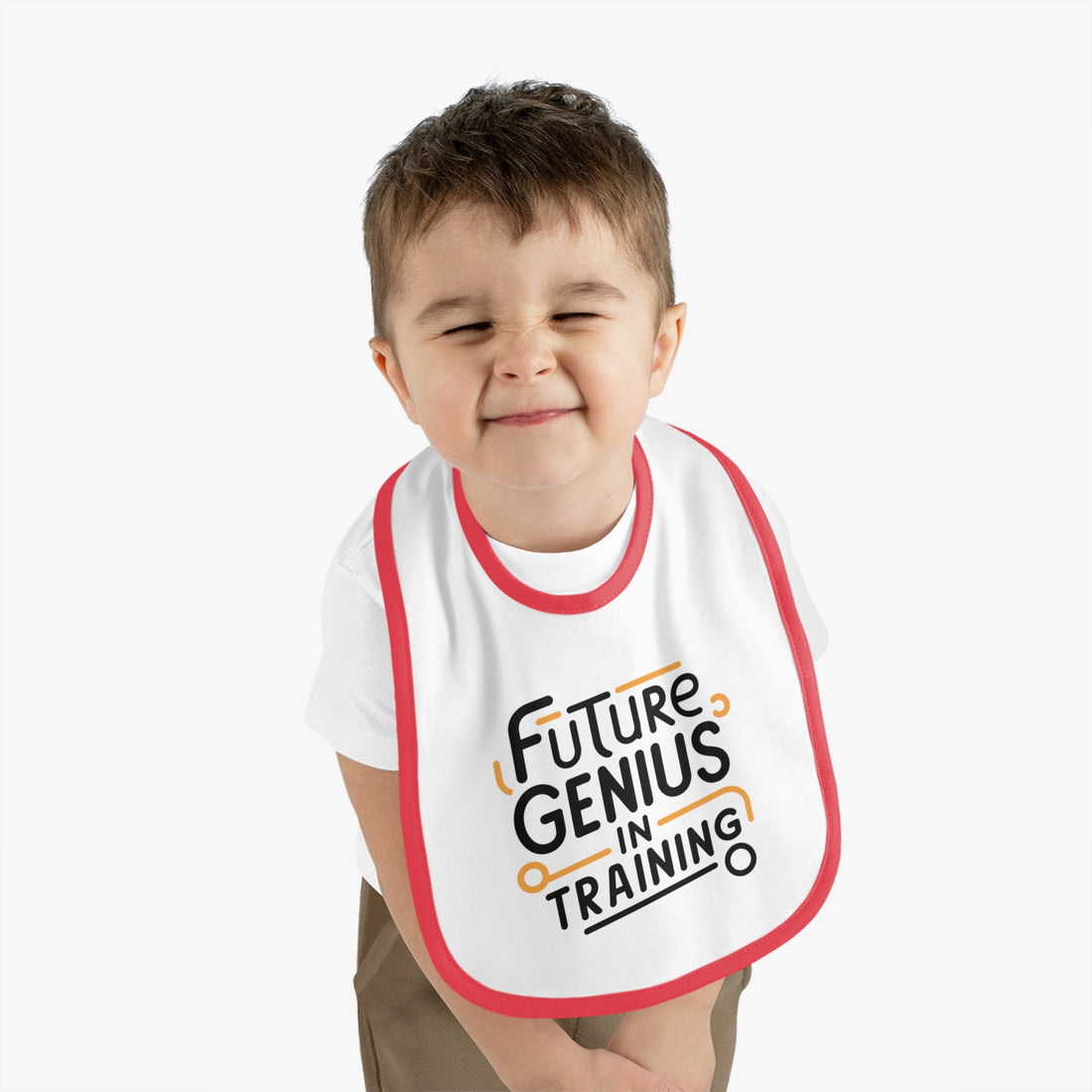 "Future genius in training" Baby Contrast Trim Jersey Bib