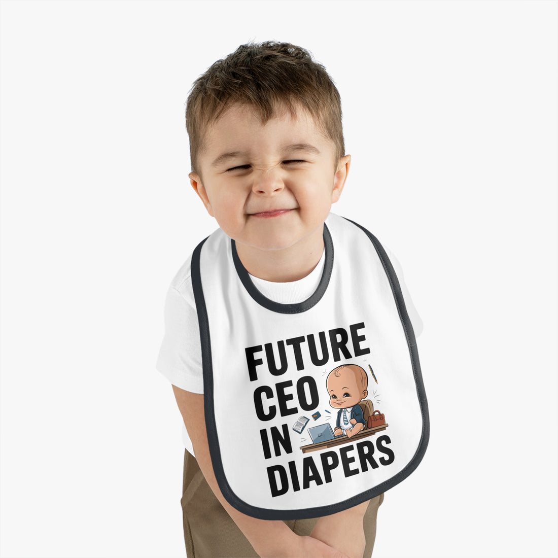 "Future CEO in diapers" Baby Contrast Trim Jersey Bib