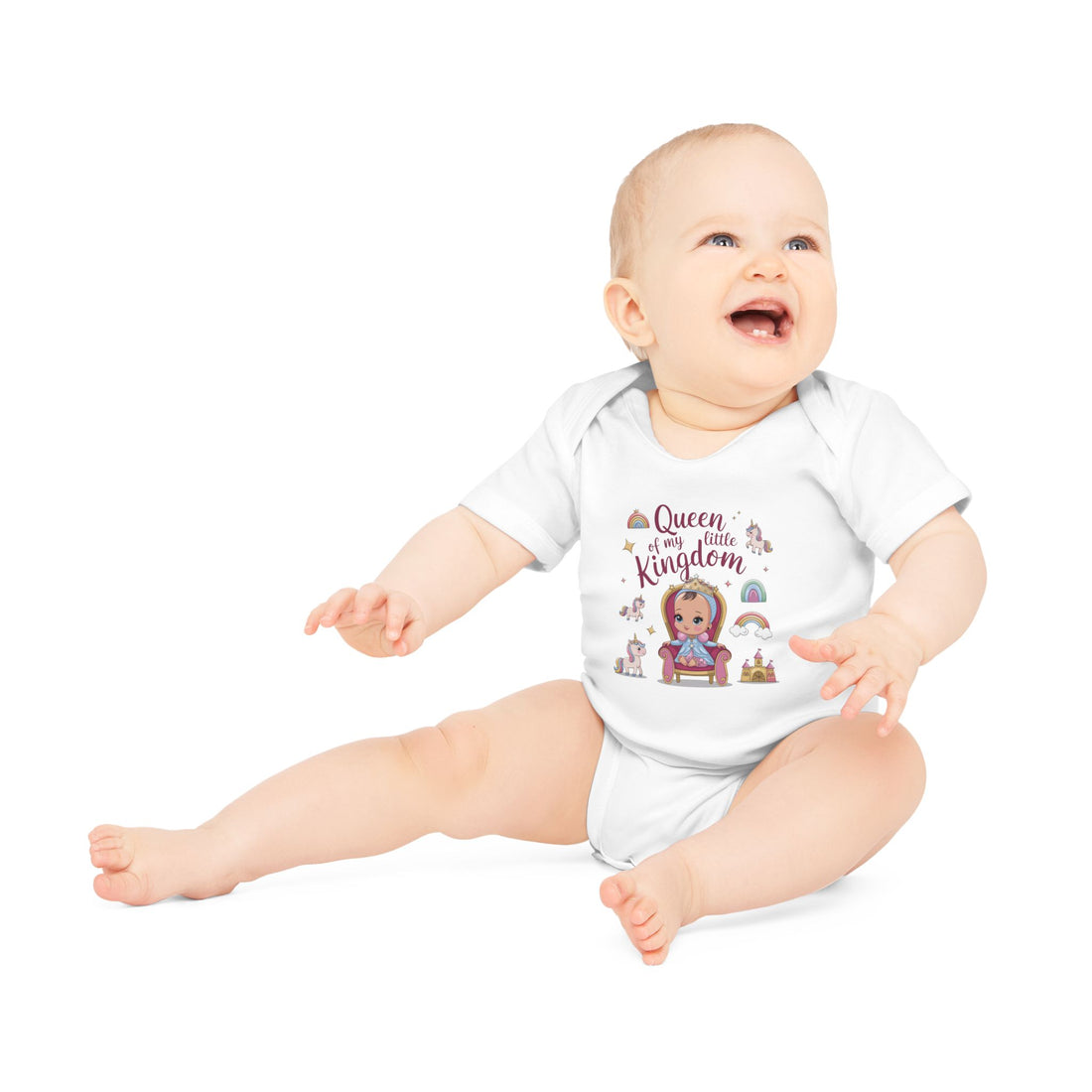 "Queen of my little kingdom" Baby Organic Short Sleeve Bodysuit