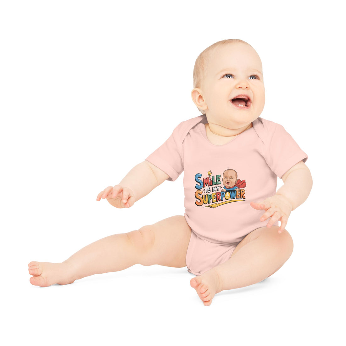 "Smile is my superpower" Baby Organic Short Sleeve Bodysuit