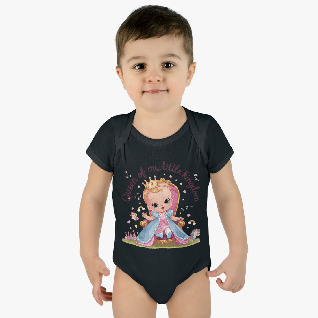 "Queen of my little kingdom" Infant Baby Rib Bodysuit