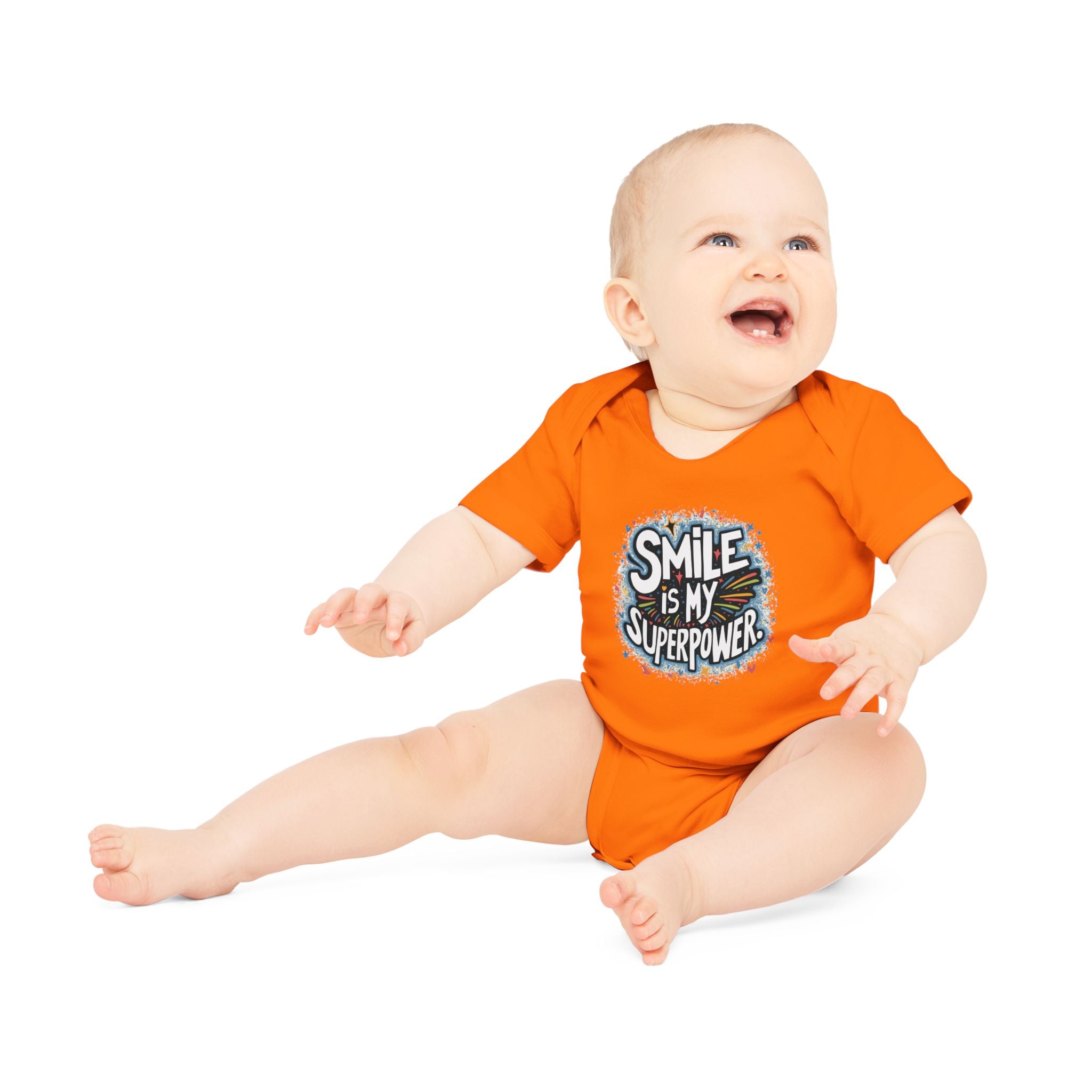 "Smile is my superpower" Baby Organic Short Sleeve Bodysuit