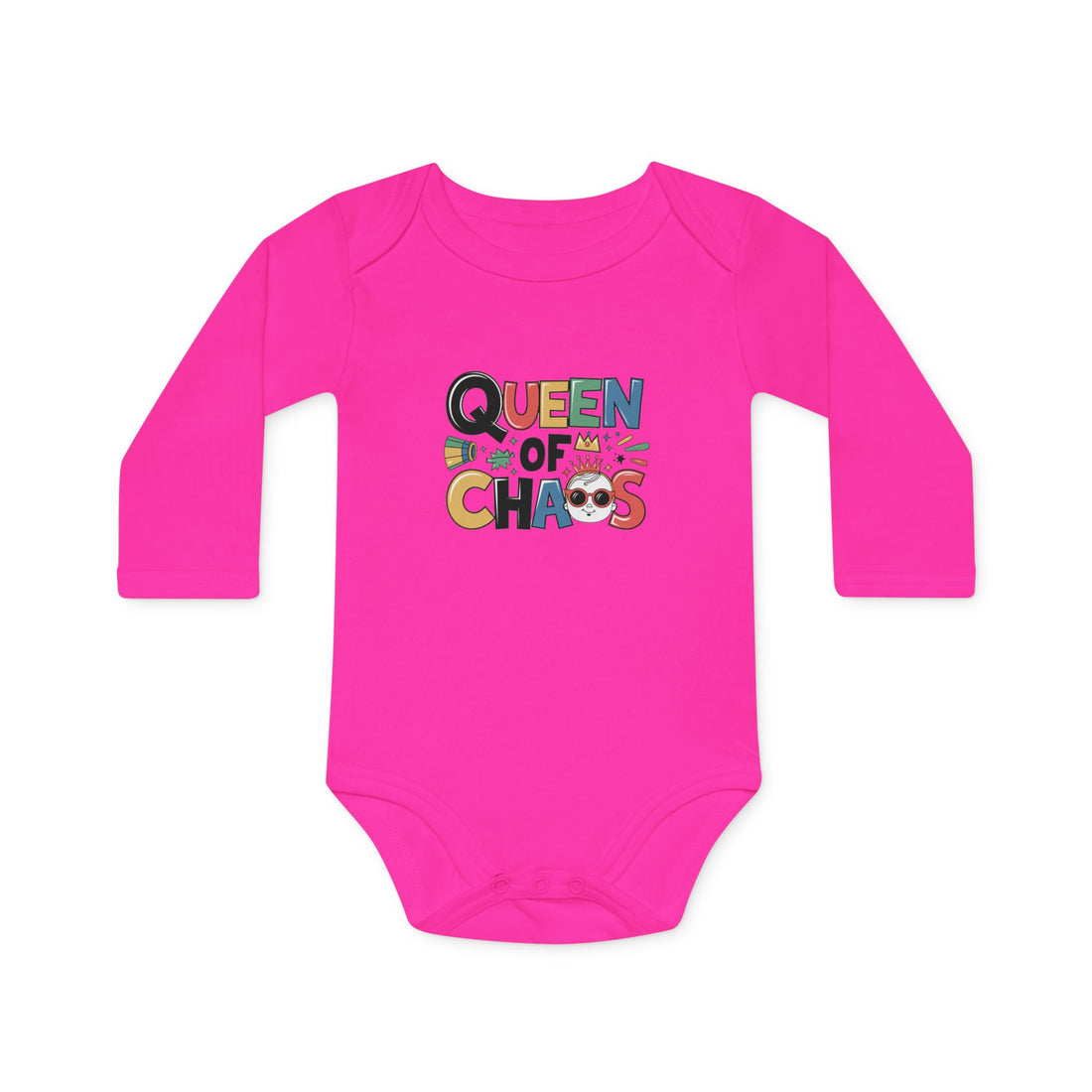 "Queen of chaos" Baby Long-Sleeve Organic Bodysuit