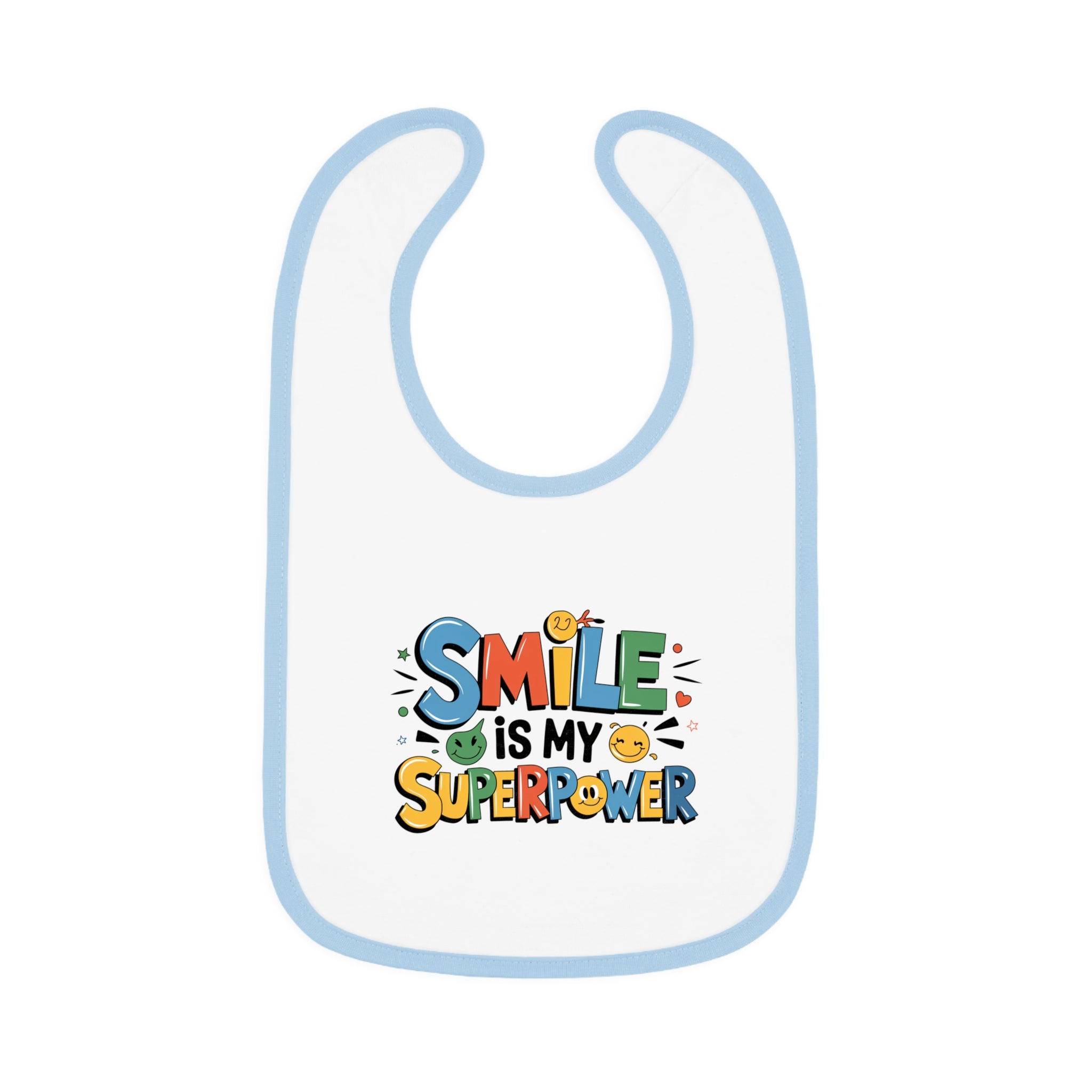 "Smile is my superpower" Baby Contrast Trim Jersey Bib