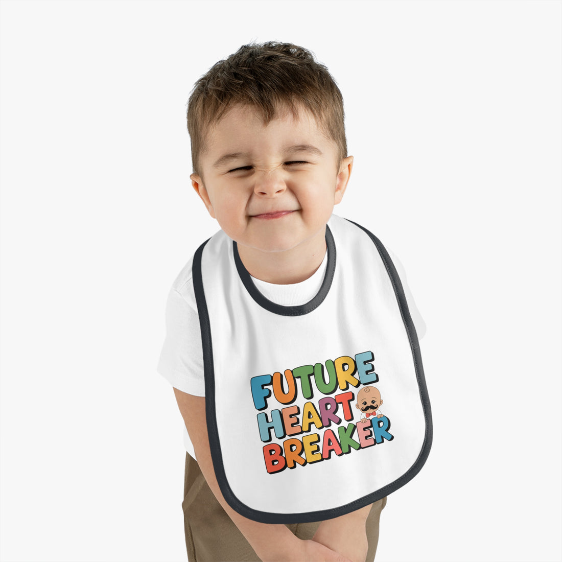 "Future heartbreaker" Baby Contrast Trim Jersey Bib