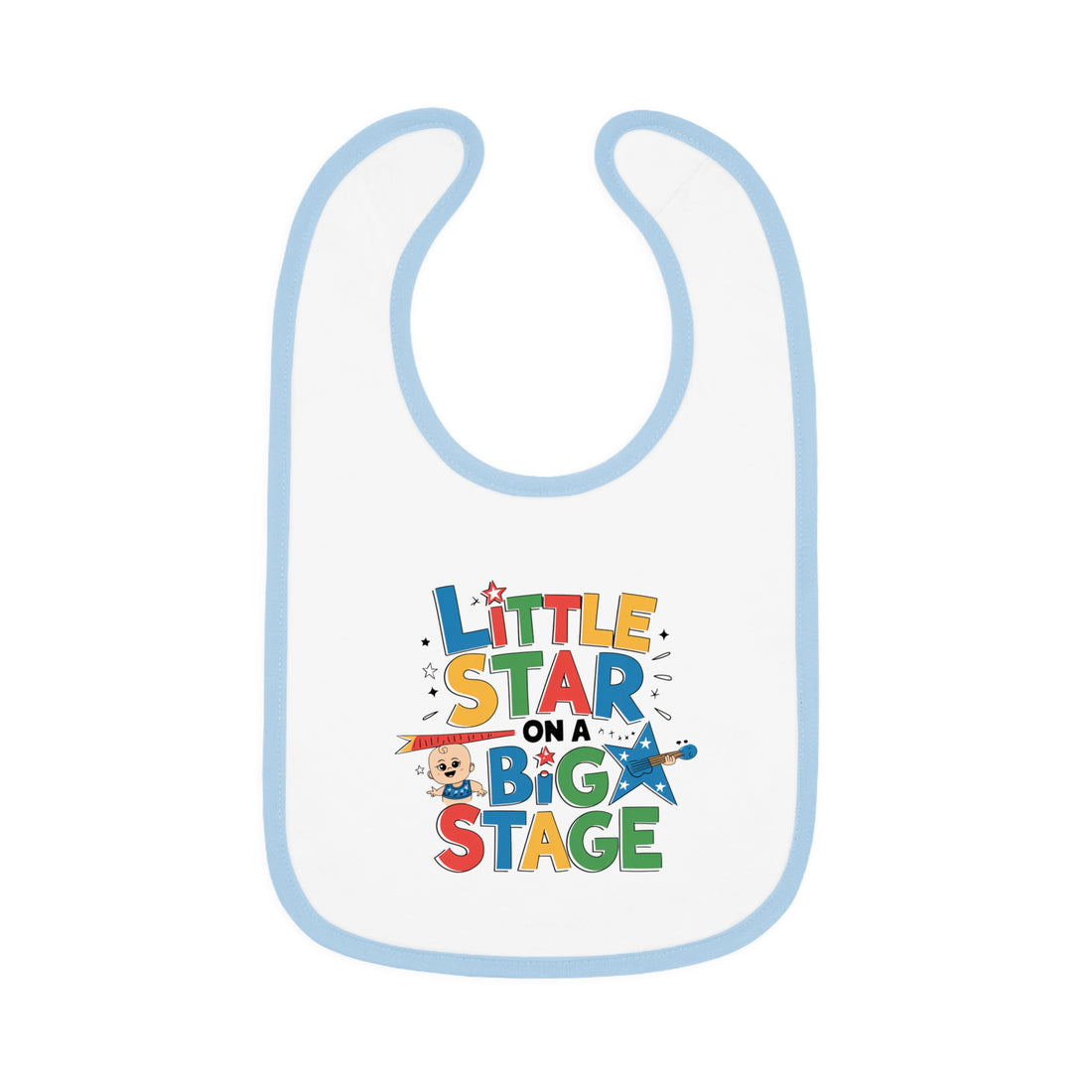 "Little star on a big stage" Baby Contrast Trim Jersey Bib