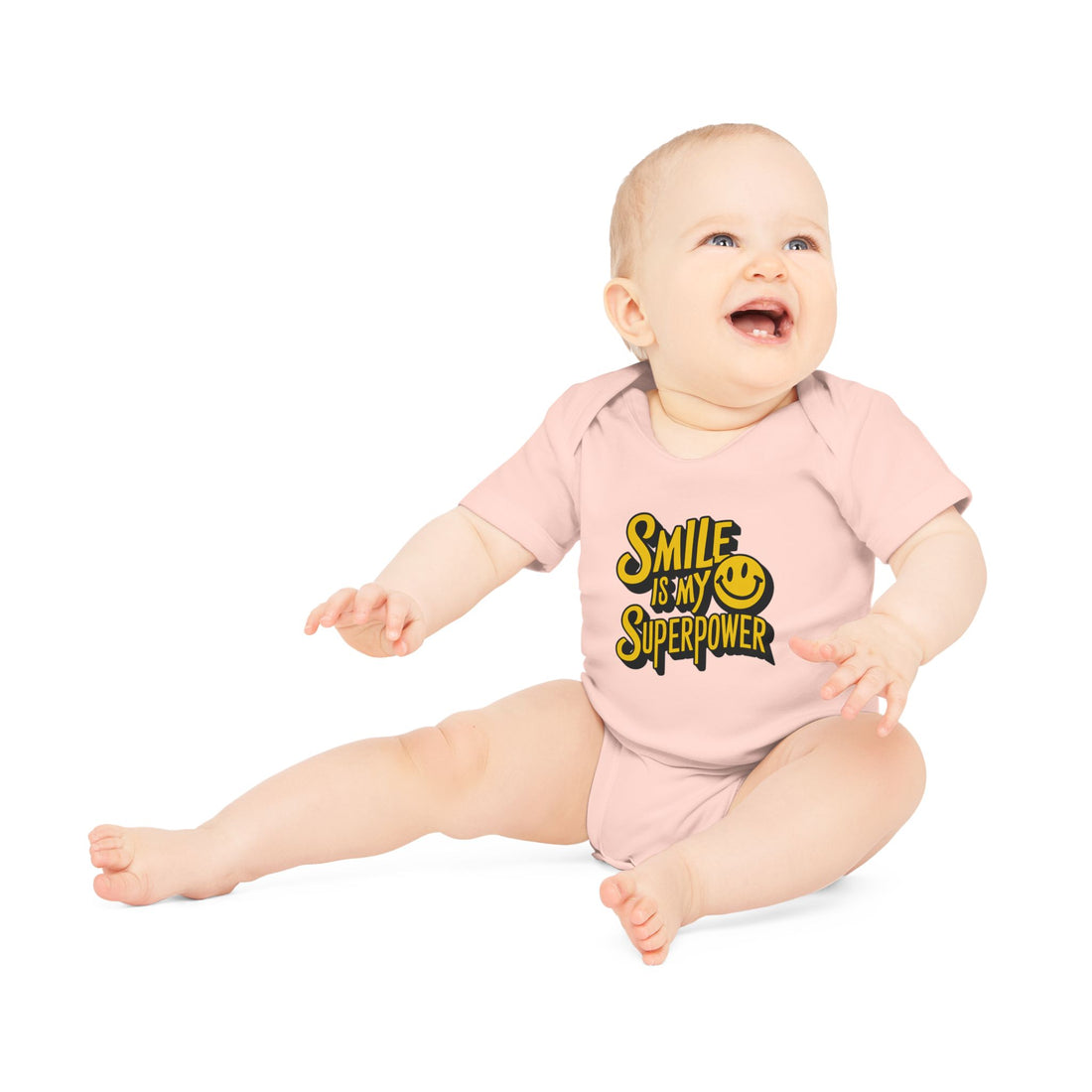 "Smile is my superpower" Baby Organic Short Sleeve Bodysuit