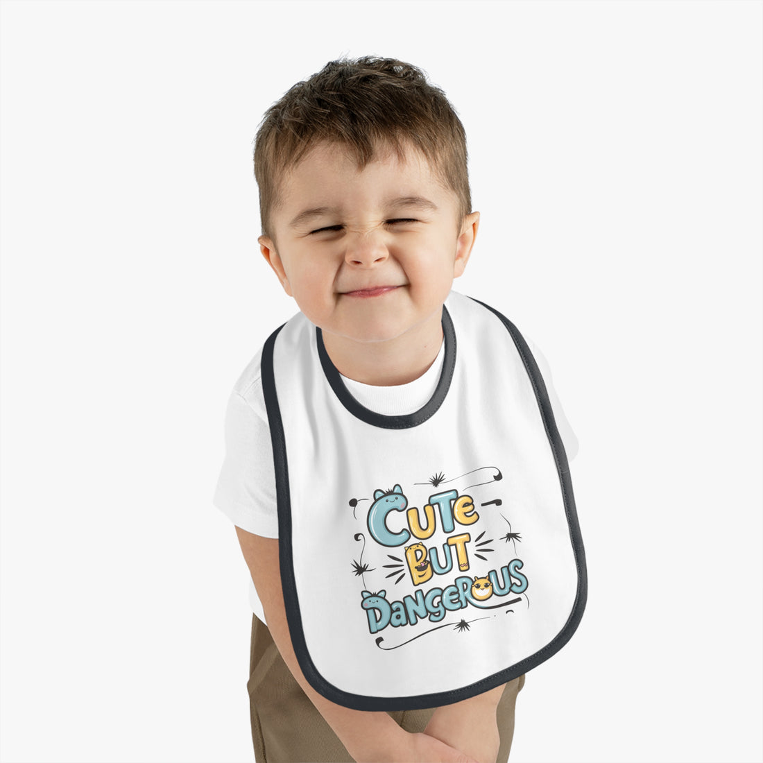 "Cute but dangerous" Baby Contrast Trim Jersey Bib