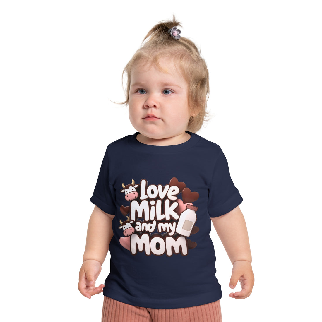 "Love milk and my mom" Baby Short Sleeve T-Shirt