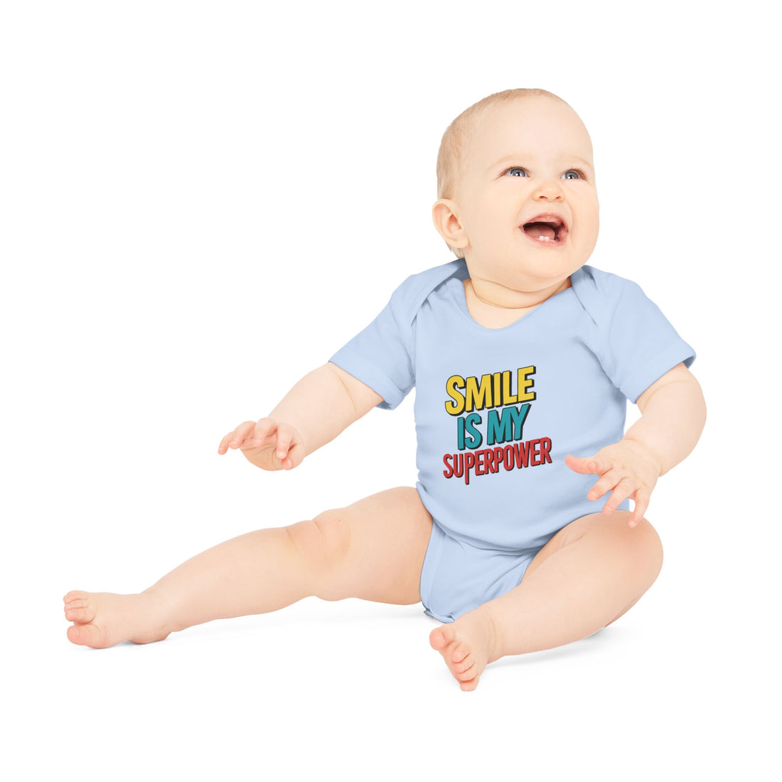 "Smile is my superpower" Baby Organic Short Sleeve Bodysuit