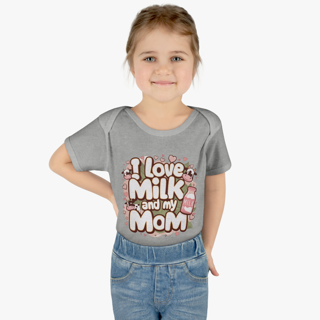 "I love milk and my mom" Infant Baby Rib Bodysuit