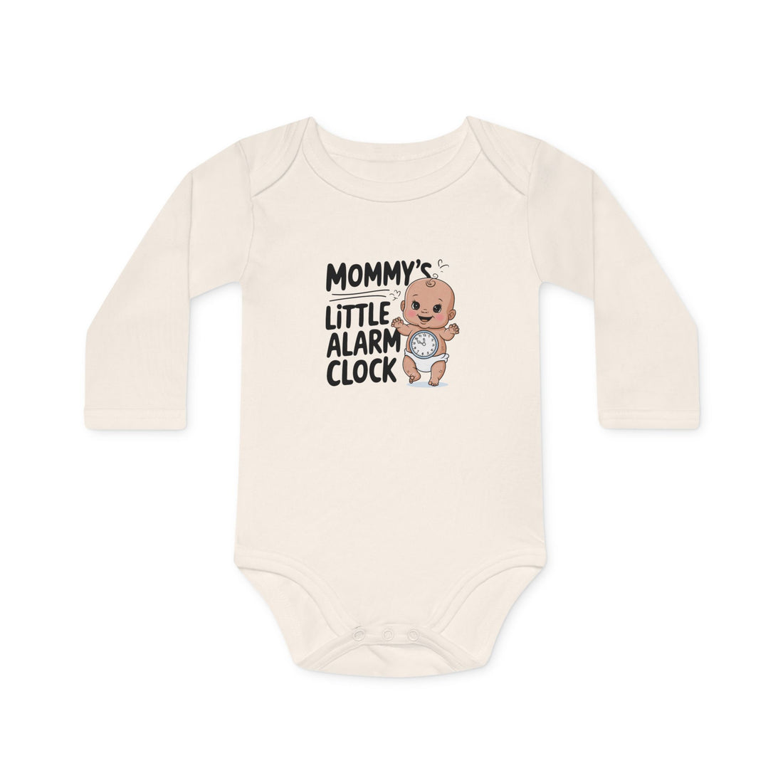 "Mommy's little alarm clock" Baby Long-Sleeve Organic Bodysuit