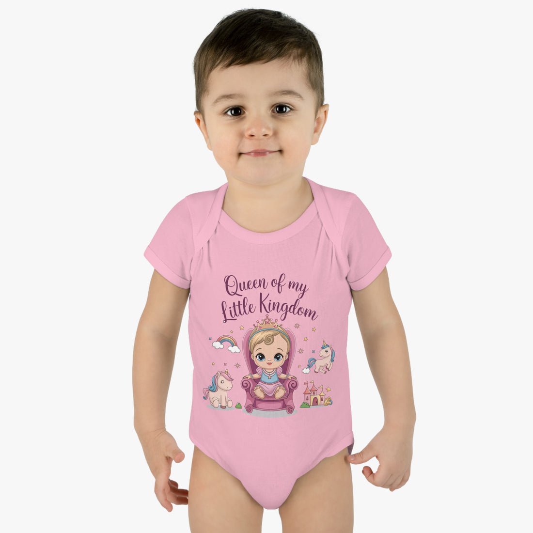 "Queen of my little kingdom" Infant Baby Rib Bodysuit