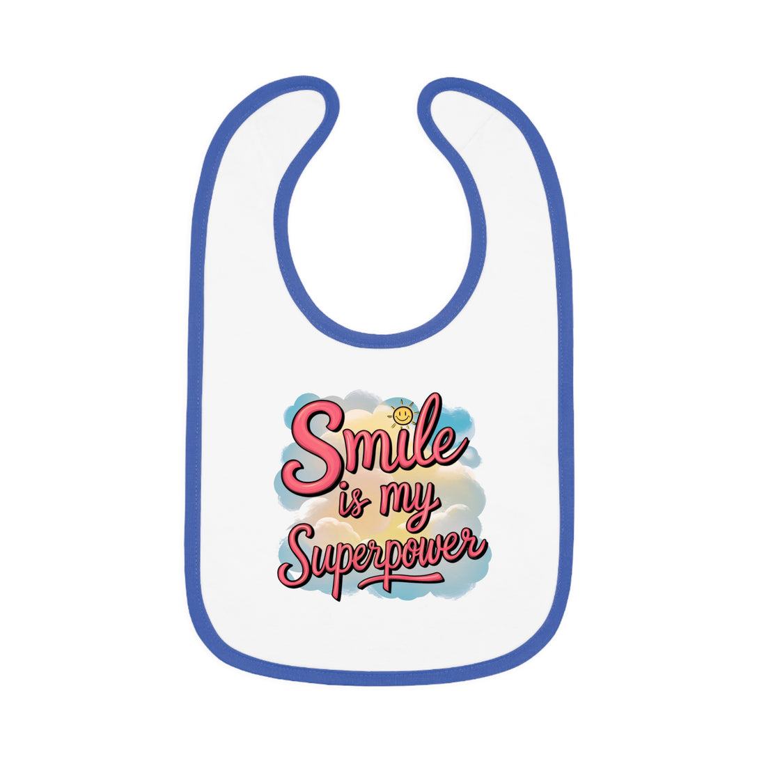 "Smile is my superpower" Baby Contrast Trim Jersey Bib