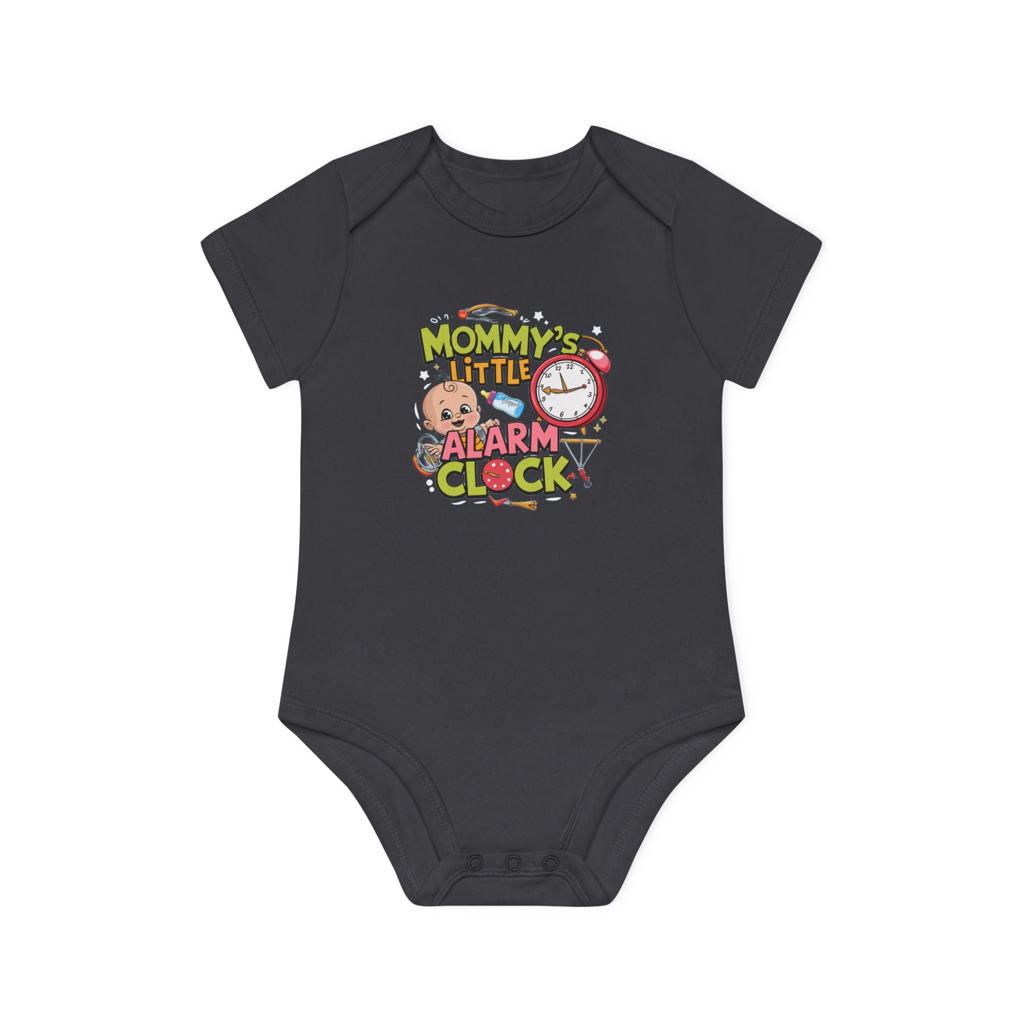 "Mommy's little alarm clock" Baby Organic Short Sleeve Bodysuit