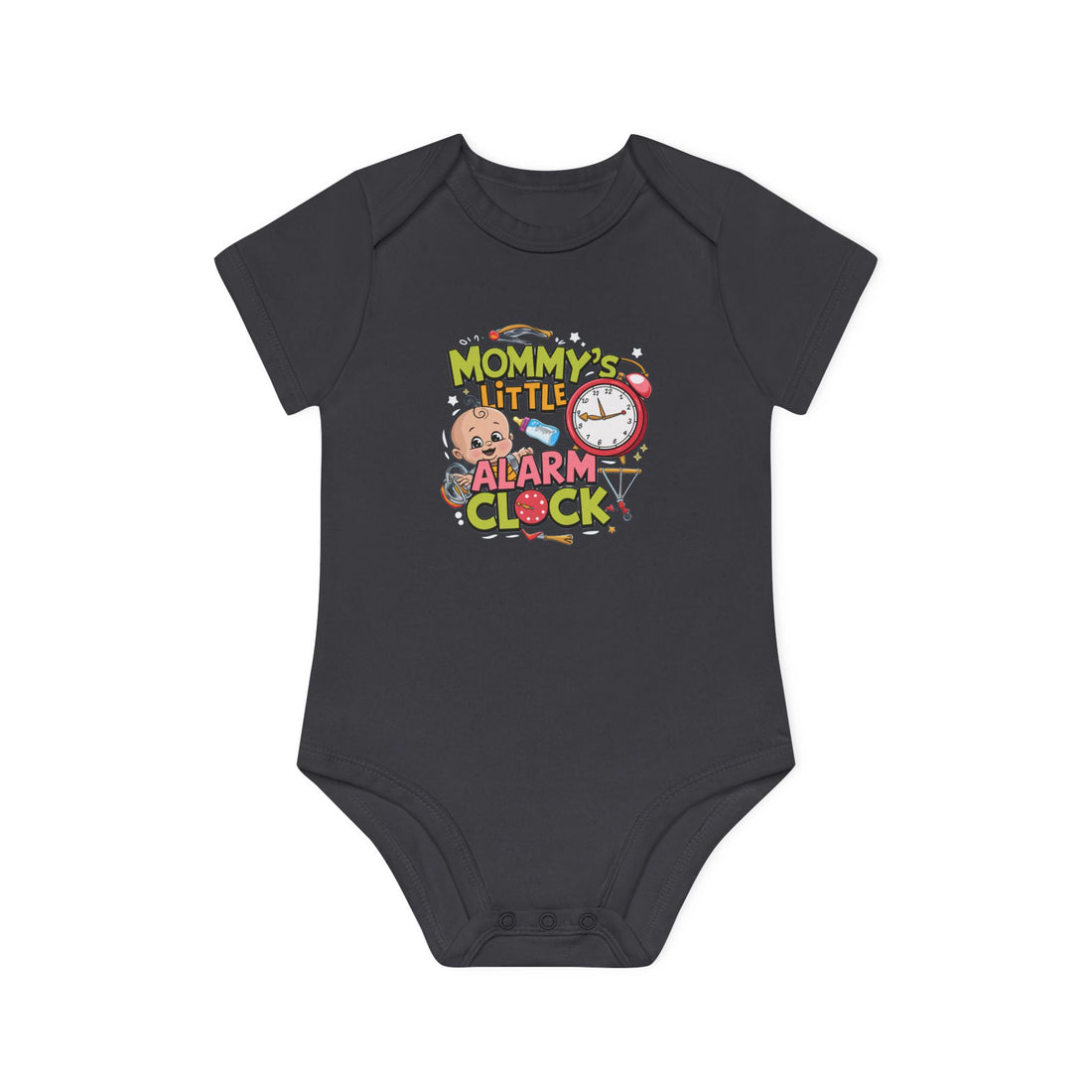 "Mommy's little alarm clock" Baby Organic Short Sleeve Bodysuit