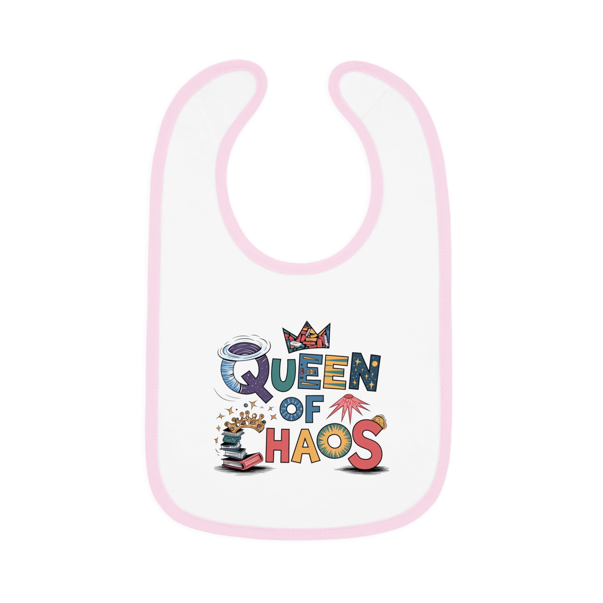 "Queen of chaos" Baby Contrast Trim Jersey Bib