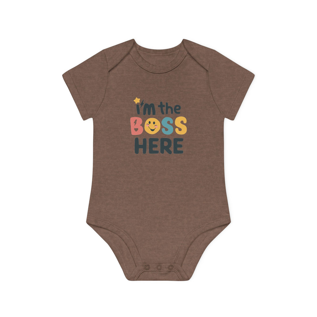 "I'm the boss here" Baby Organic Short Sleeve Bodysuit