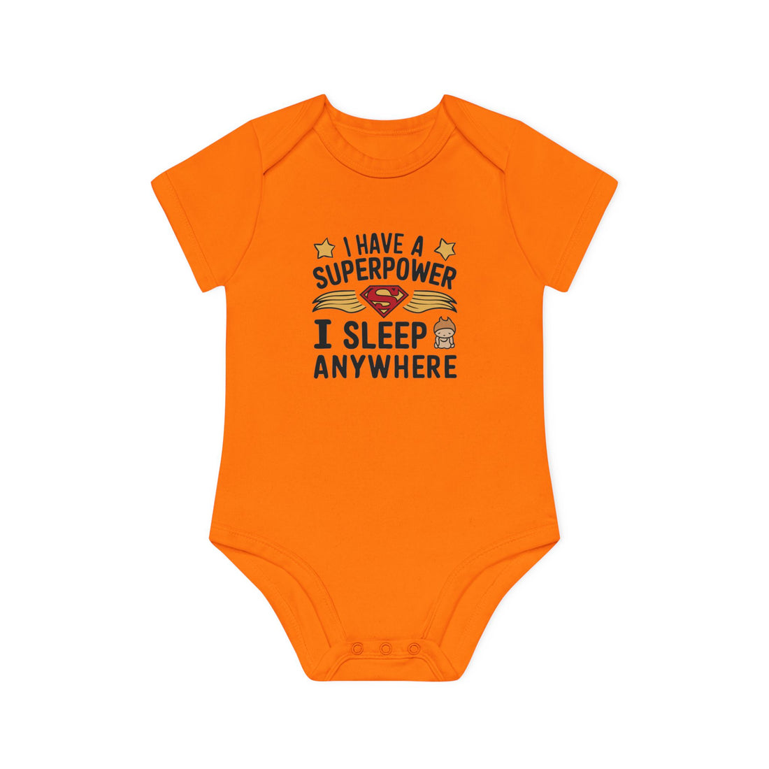 "I have a superpower I sleep anywhere" Baby Organic Short Sleeve Bodysuit