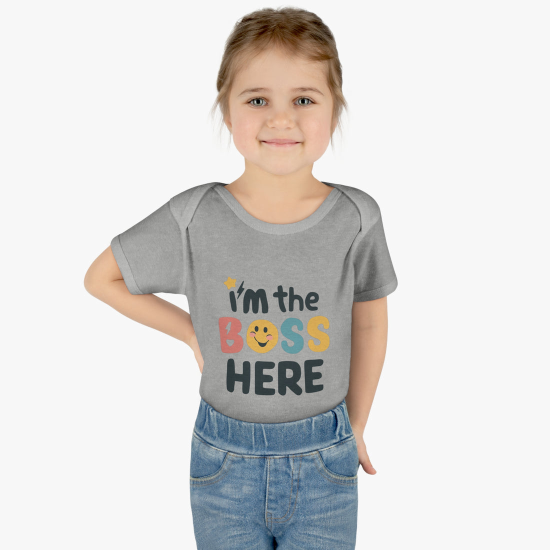 "I'm the boss here" Infant Baby Rib Bodysuit