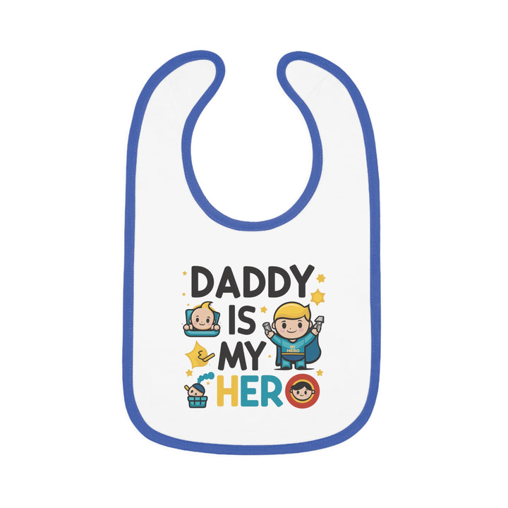 "Daddy is my hero" Baby Contrast Trim Jersey Bib